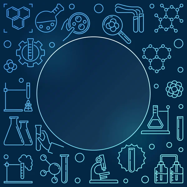 Χημεία περίγραμμα χρωματιστό διάνυσμα μπλε πλαίσιο ή φόντο — Διανυσματικό Αρχείο