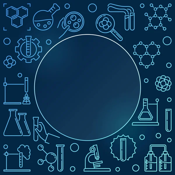 Chemie obrys barevného vektorového modrého rámu nebo pozadí — Stockový vektor