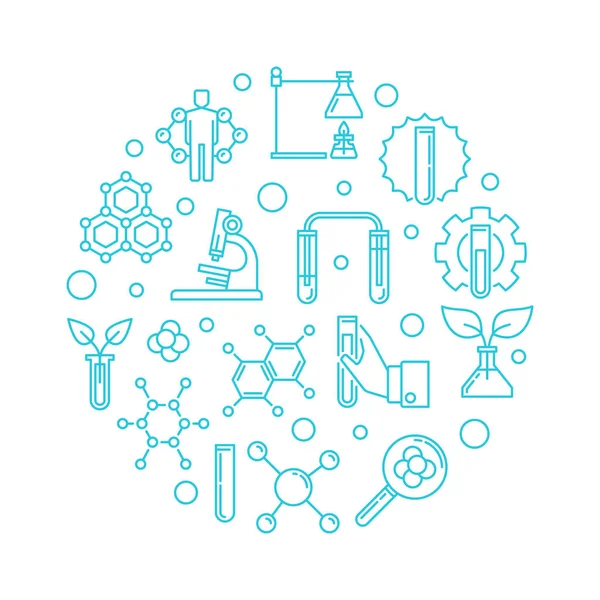 Biyolojik Kimya vektör yuvarlak anahat mavi illüstrasyon