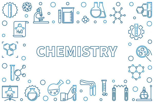 Wektor chemiczny poziomą wstęgę lub ramkę w stylu cienkiej linii — Wektor stockowy