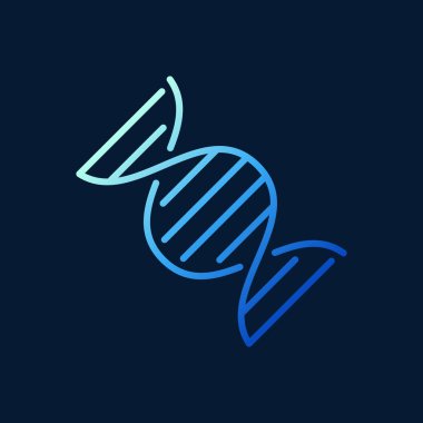 Karanlık arka planda DNA vektör mavi kavramı anahat simgesi