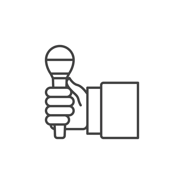 Mão com ícone de conceito de vetor de contorno de microfone —  Vetores de Stock