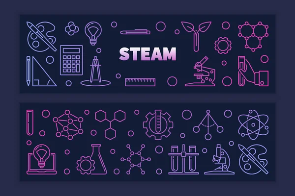 Δύο διανυσματικά χρώματα δημιουργικού περιγράμματος του Steam — Διανυσματικό Αρχείο