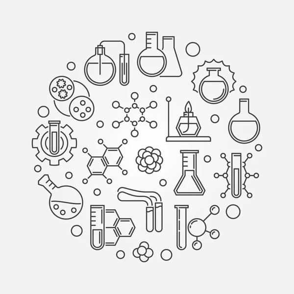 Química Educação vetor conceito redondo ilustração linear —  Vetores de Stock