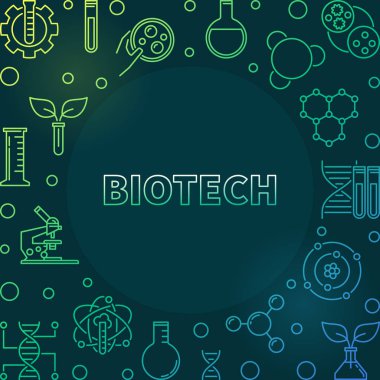 Koyu arka plan üzerinde Vektör Biotech renkli çizgi illüstrasyon