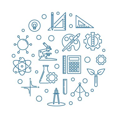 Buhar vektör kavramı mavi anahat yuvarlak illüstrasyon