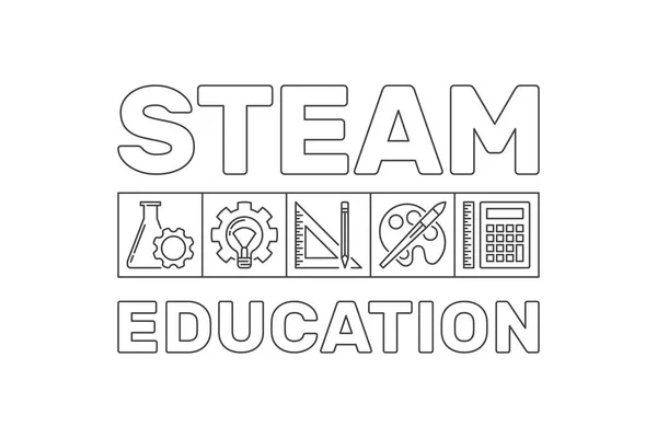 Steam Istruzione concetto vettore contorno banner o illustrazione — Vettoriale Stock