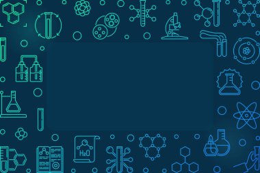 İnce çizgi stilinde kimya vektörrenkli yatay çerçeve