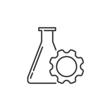 Dişli vektör doğrusal simgesi ile Flask. Bilim kavramı sembolü