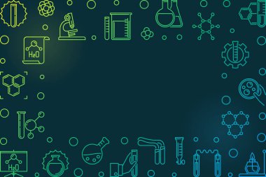 Kimya Bilimi renkli yatay çerçeve - vektör illüstrasyon