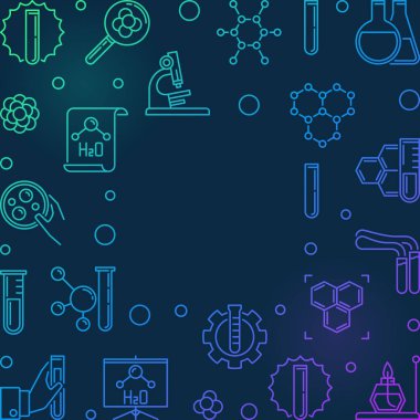 İnce çizgi stilinde kimya vektör renkli kare arka plan