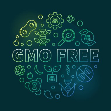 Gmo Free vektör yuvarlak renkli anahat illüstrasyon