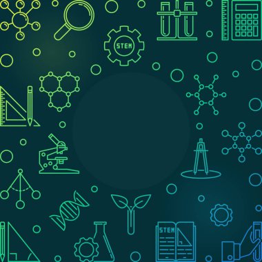 Stem Eğitim vektörana renkli çerçeve veya illüstrasyon