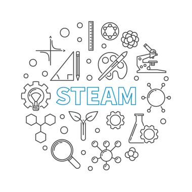 İnce çizgi stilinde buhar vektör üvel yuvarlak illüstrasyon