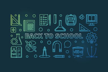 Okula dön vektör renkli kavram doğrusal illüstrasyon