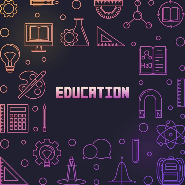 Concepto de educación vectorial marco de contorno colorido o ilustración — Vector de stock