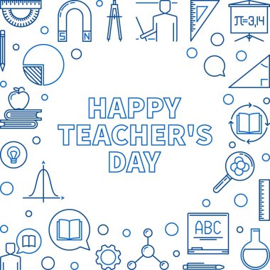 Mutlu Öğretmenler Günü vektör anahat illüstrasyon veya çerçeve
