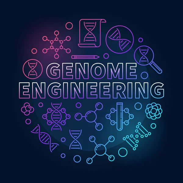 Genoma Ingegneria vettoriale linea circolare colorato illustrazione — Vettoriale Stock