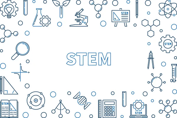 STEM vector schema creativo cornice orizzontale o illustrazione — Vettoriale Stock