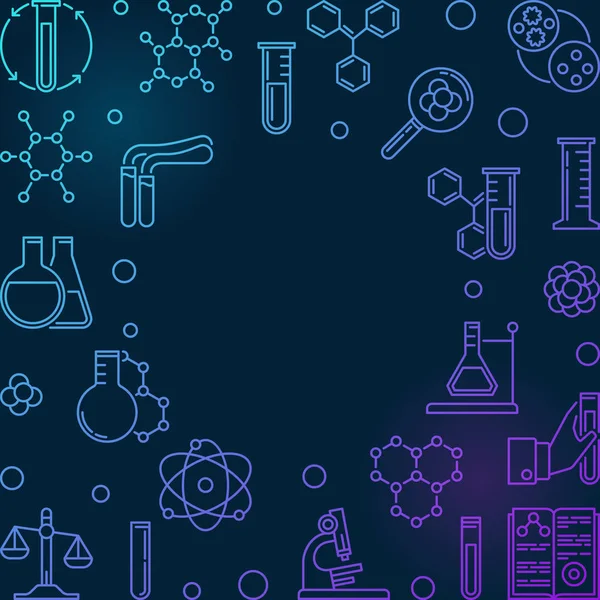 Kimyasal anahat simgeleri ile Renkli Kimya vektör çerçevesi
