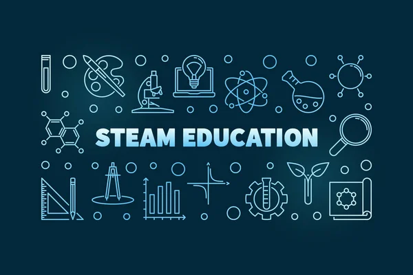 Steam education vector concept blauwe lineaire illustratie — Stockvector