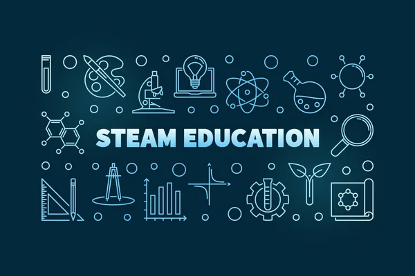 STEAM Concetto di vettore educativo illustrazione lineare blu — Vettoriale Stock