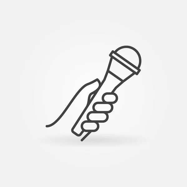 Interview Mic in hand overzicht vector pictogram of symbool — Stockvector