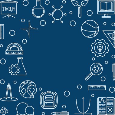 İnce çizgi tarzında okul konsept çerçevesi. Vektör çizimi