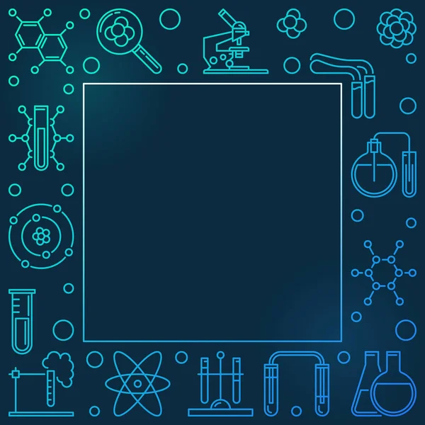 Vektor chemie barevný čtvercový rámeček ve stylu tenké čáry — Stockový vektor