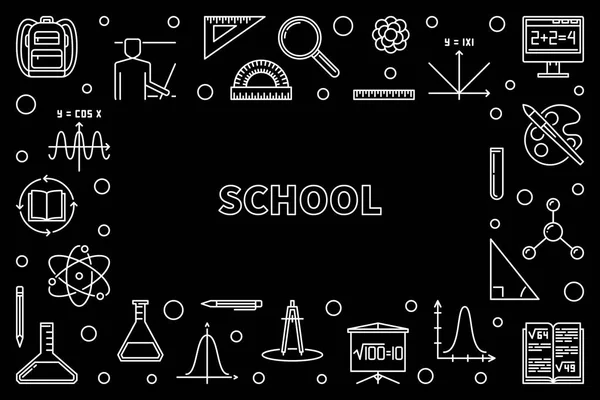 School concept horizontal outline frame. Vector illustration — Stock Vector