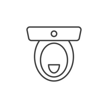 Tuvalet vektör kavramı anahat simgesi. Üstte görüntü