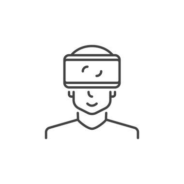 Anahat stilinde Vr gözlük vektör konsept simgesi ile Adam
