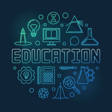 Eğitim vektör kavramı yuvarlak renkli anahat illüstrasyon