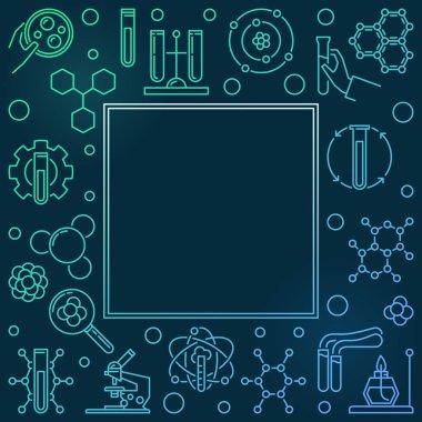 Vektör Kimya doğrusal simgeler ile renkli kare illüstrasyon