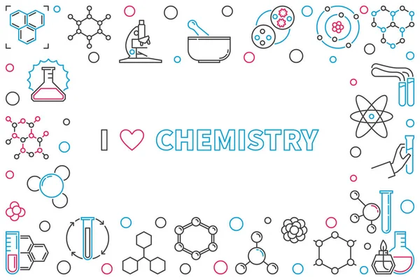 I Love chemia zarys poziomej ramce z pustą przestrzenią — Wektor stockowy