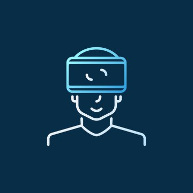 VR gözlük vektör modern renkli doğrusal simge ile adam