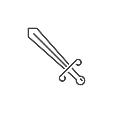 İnce çizgi tarzında vektör kılıç kavramı minimal simge