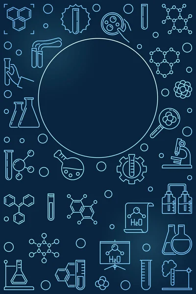 Vektorová chemie modrá svislá ilustrace ve stylu tenké čáry — Stockový vektor