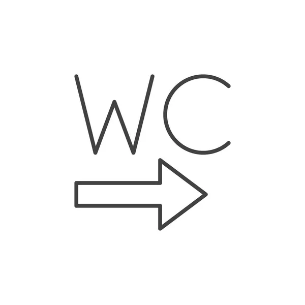 細い線スタイルの矢印ベクトルアイコンを持つWCトイレ — ストックベクタ
