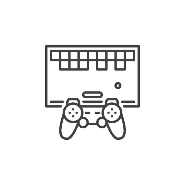 Retro spel met controller vector concept overzicht pictogram — Stockvector