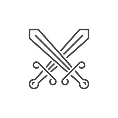 İnce çizgi tarzında çapraz kılıç vektör kavramı simgesi