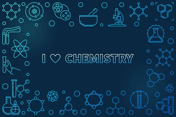 I Love Chemistry cadre vectoriel linéaire avec espace vide — Image vectorielle