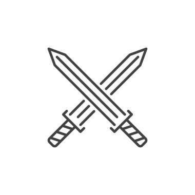 Vektör Crossed Swords kavram simgesi doğrusal tarzda