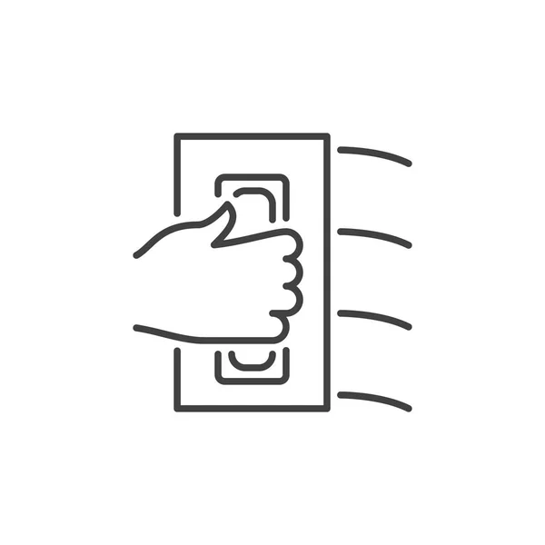 Рука с плоской иконкой вектора Trowel концепция в стиле тонкой линии — стоковый вектор