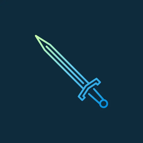 İnce çizgi stilinde kılıç vektör renkli simge veya sembol — Stok Vektör