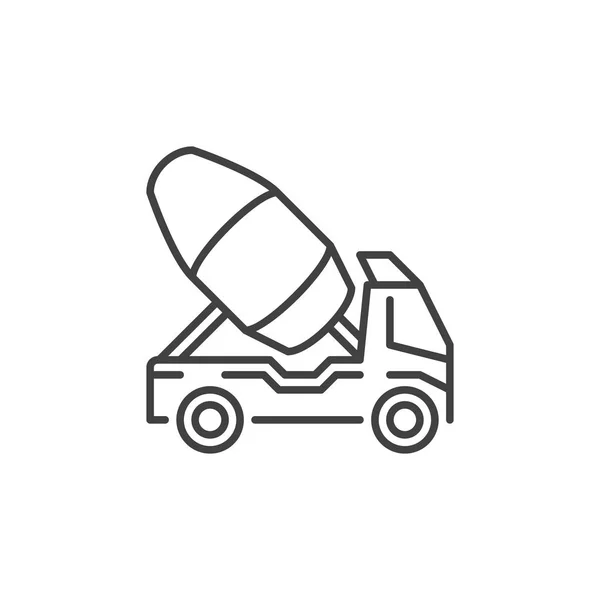 Цементний вантажівка контур вектор значок. Символ бетонозмішувача автомобіля — стоковий вектор