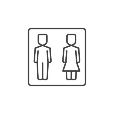 İnce çizgi stilinde Kız ve Erkek Wc vektör konsept simgesi