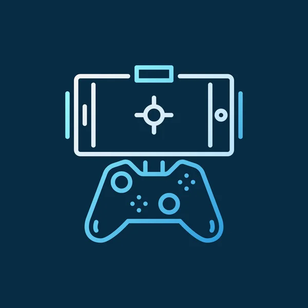 Gamepad met telefoon vector concept gekleurde omtrek pictogram — Stockvector