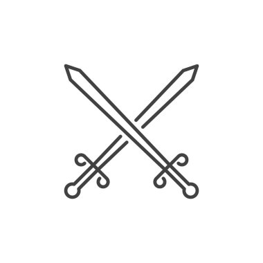 İnce çizgi stilinde iki Çapraz Kılıç vektör simgesi