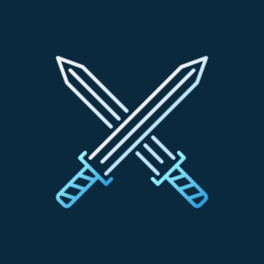 Vektör Crossed Swords renkli anahat simgesi